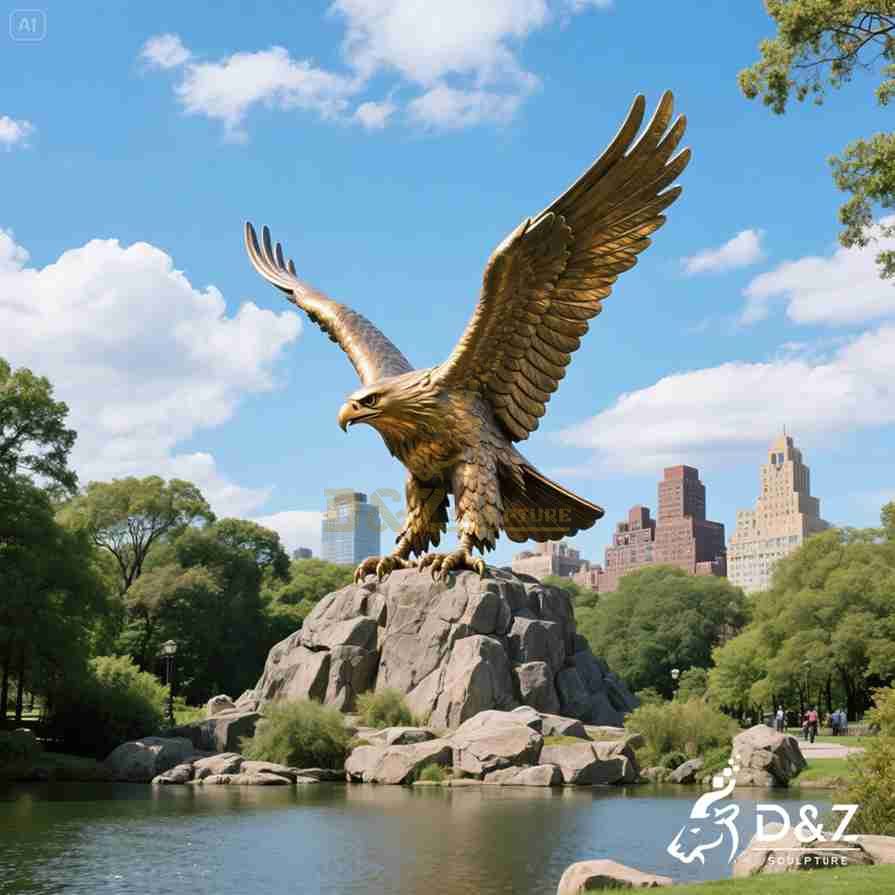 Large Bronze Eagle Statue with Spread Wings 2