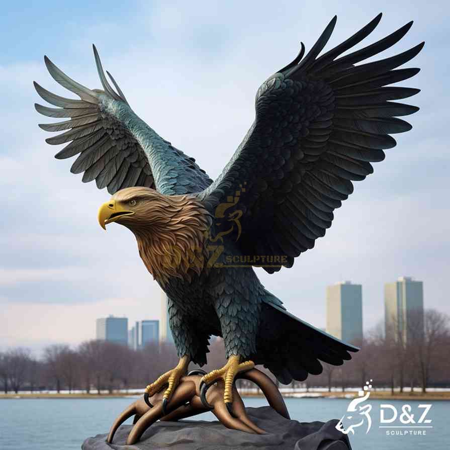 Large Bronze Eagle Statue with Spread Wings 3