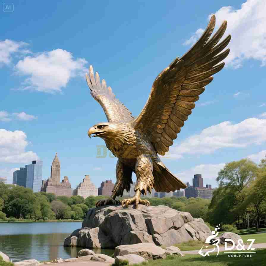 Large Bronze Eagle Statue with Spread Wings 5