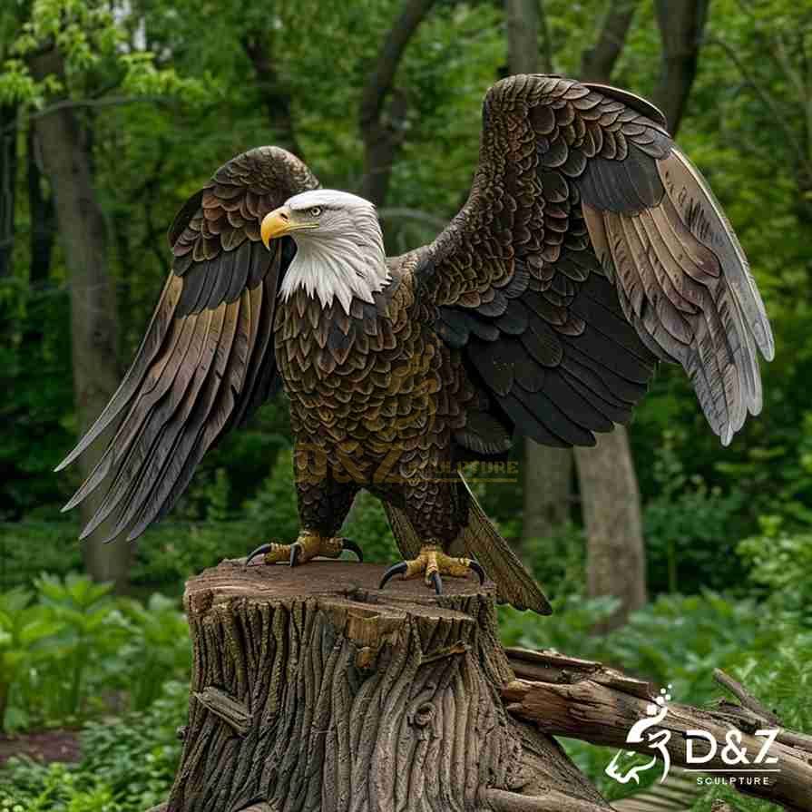 Large Bronze Eagle Statue with Spread Wings 6