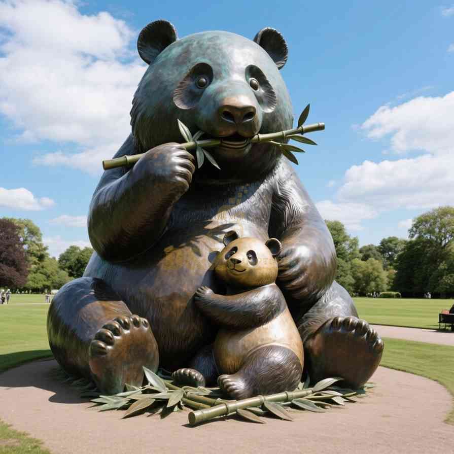 Large Outdoor Bronze Panda Statue 2