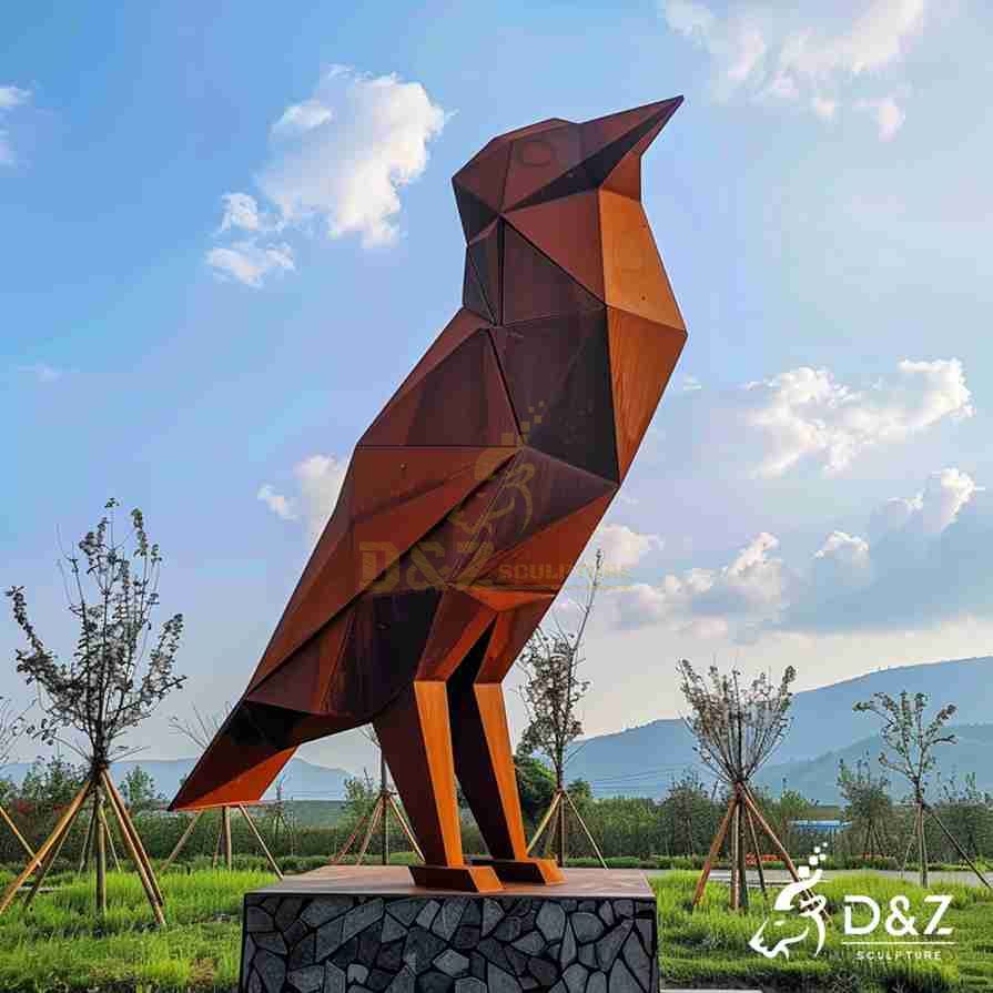 Geometric Corten Steel Falcon Sculpture for Sale DZJ-54