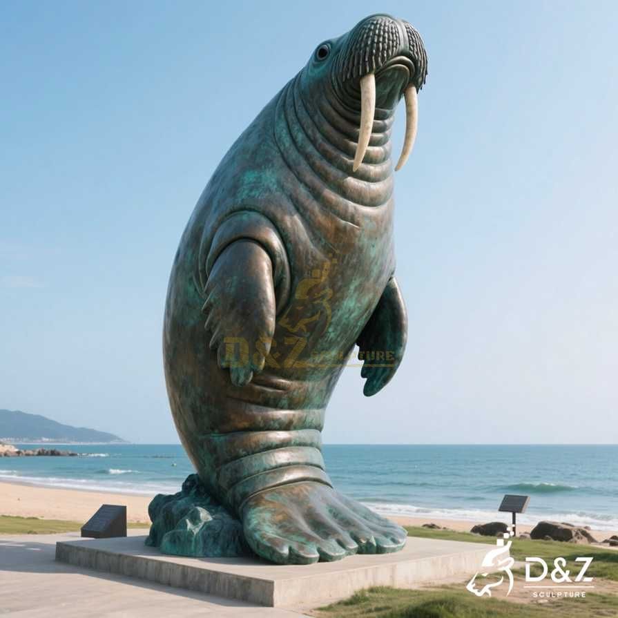 Large Outdoor Bronze Manatee Statue 3
