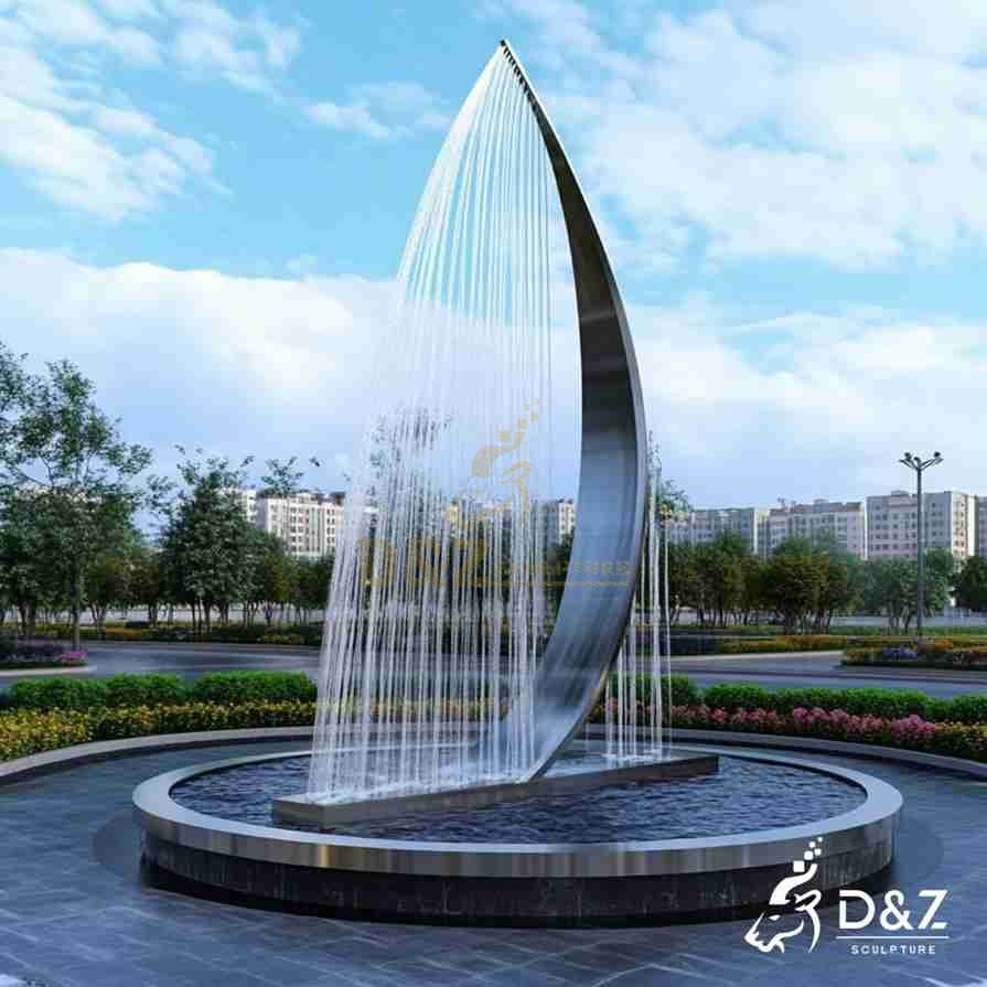 Large Abstract Metal Sailboat Fountain 2