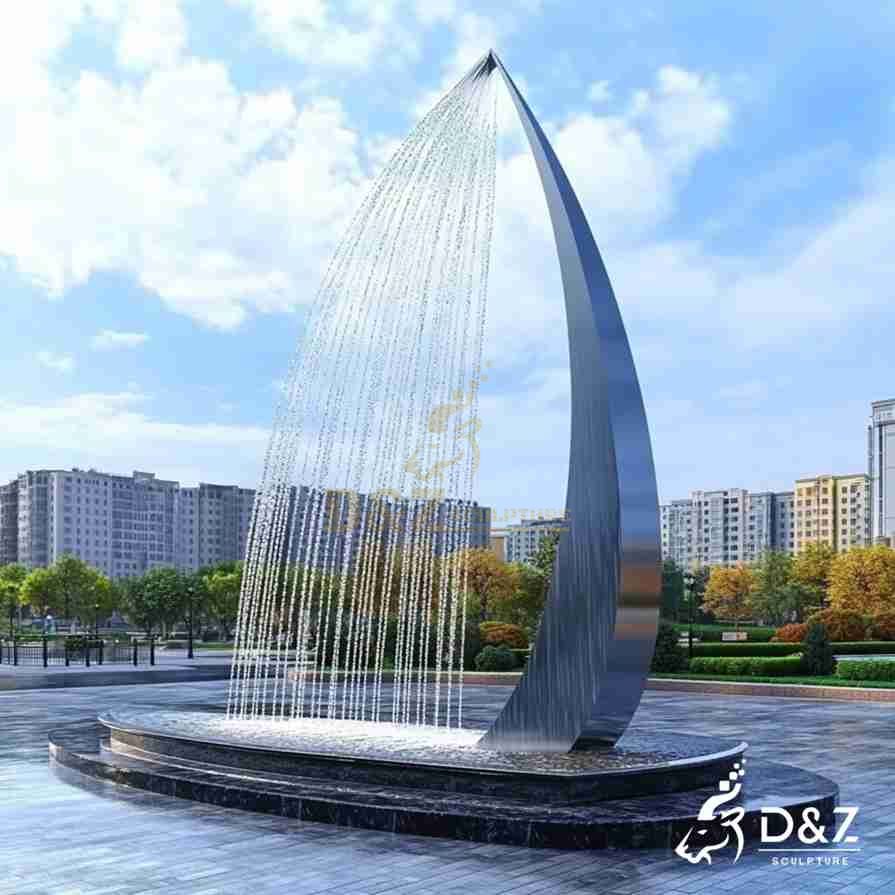 Large Abstract Metal Sailboat Fountain 3