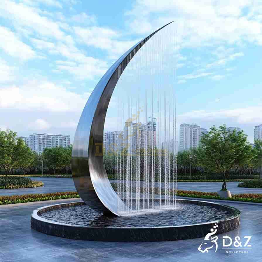 Large Abstract Metal Sailboat Fountain 4