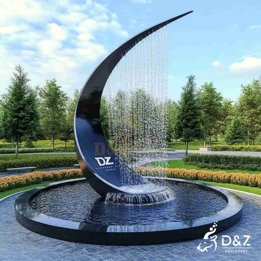 Large Abstract Metal Sailboat Fountain 6