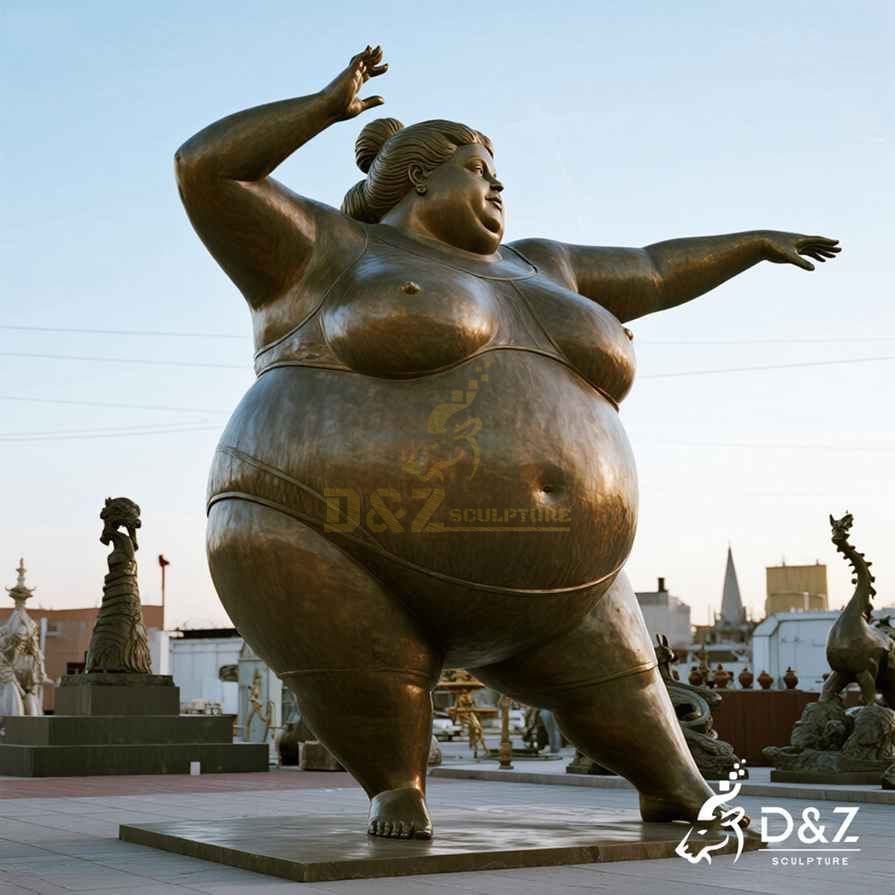 Large Bronze Yoga Fat Women Statue 2