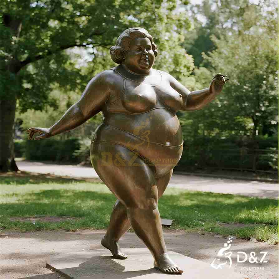 Large Bronze Yoga Fat Women Statue 3