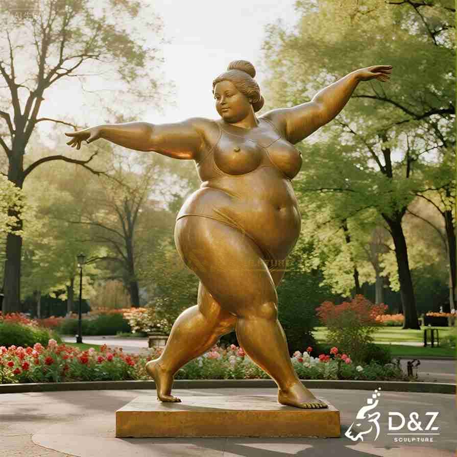 Large Bronze Yoga Fat Women Statue 4