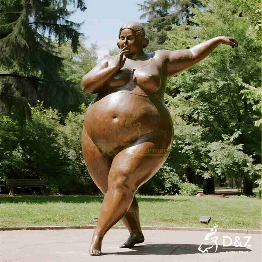 Large Bronze Yoga Fat Women Statue 5