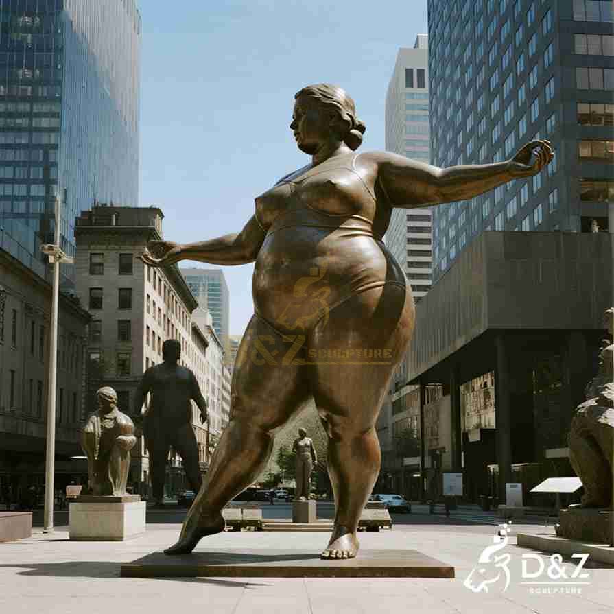 Large Bronze Yoga Fat Women Statue 6