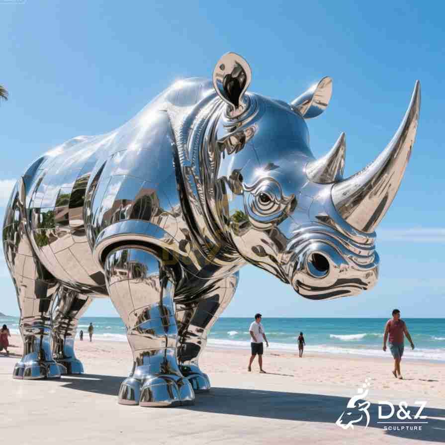 Large Metal Rhino Sculpture 1