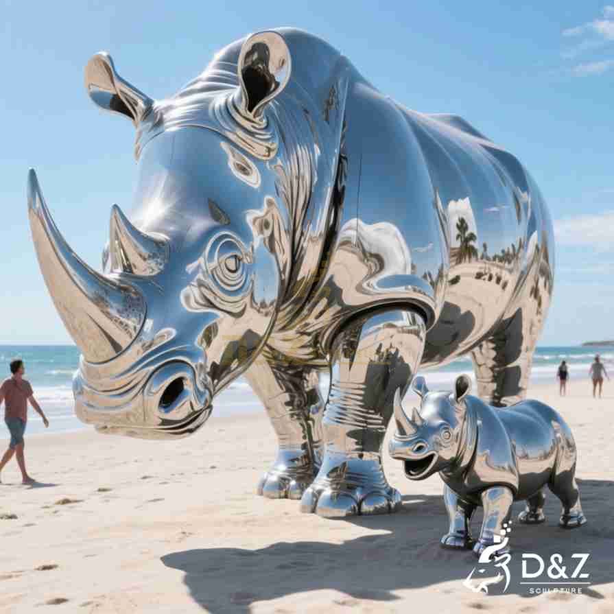 Large Metal Rhino Sculpture 2