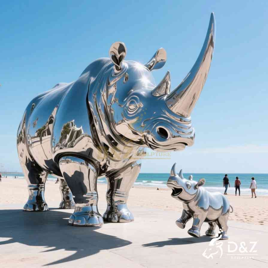 Large Metal Rhino Sculpture 3