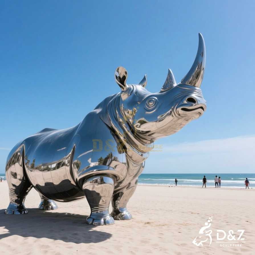 Large Metal Rhino Sculpture 4