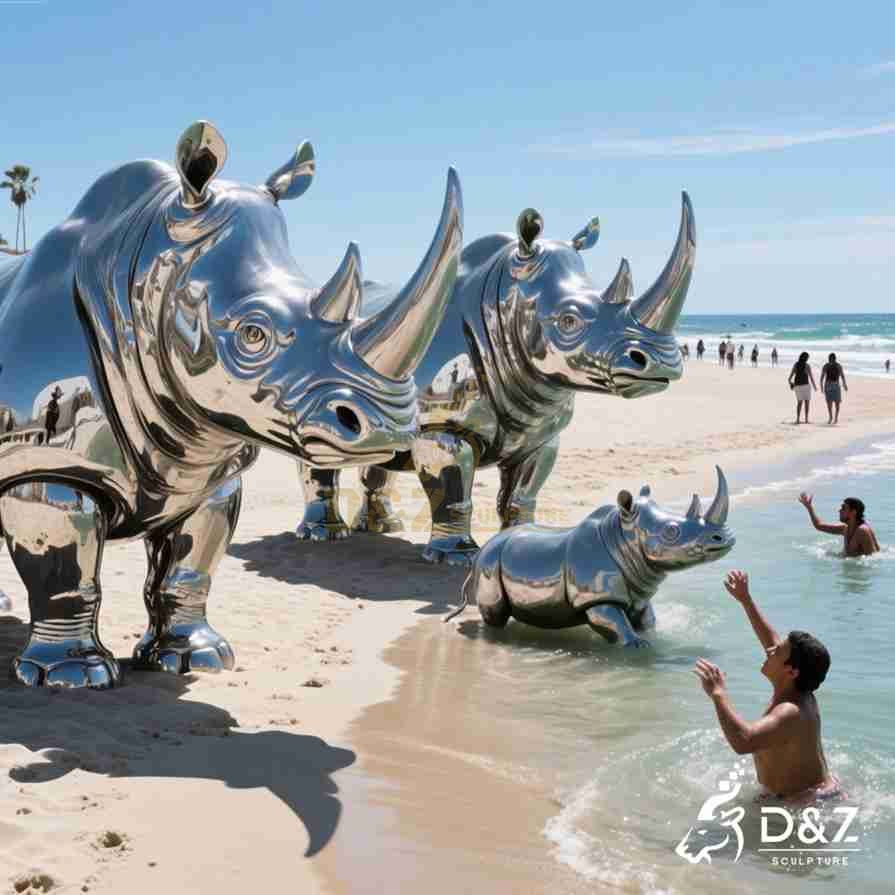 Large Metal Rhino Sculpture 5