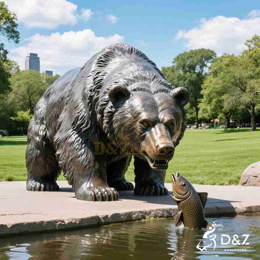 Large Outdoor Bronze Grizzly Bear Statue 2