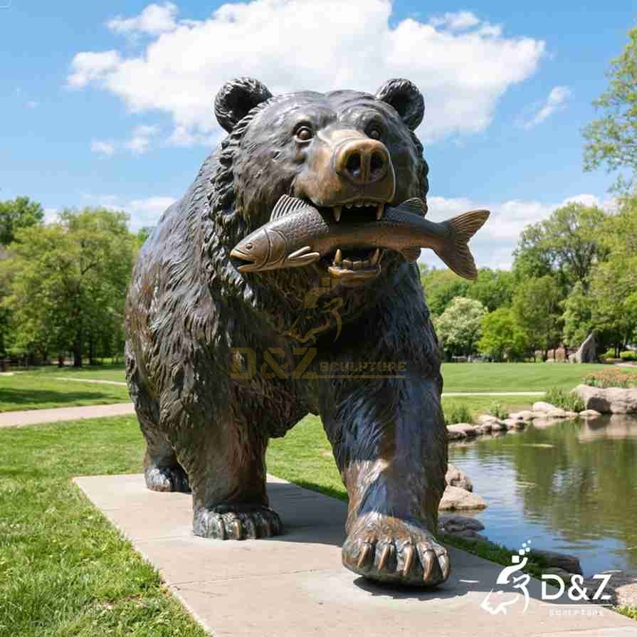 Large Outdoor Bronze Grizzly Bear Statue 3