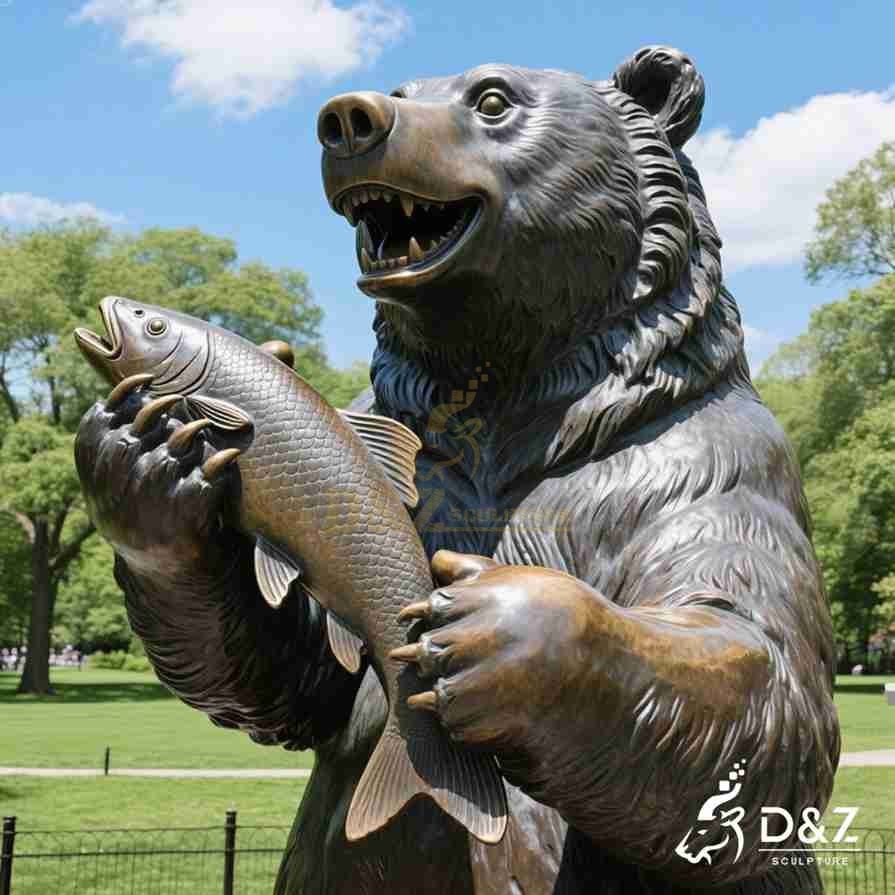 Large Outdoor Bronze Grizzly Bear Statue 4