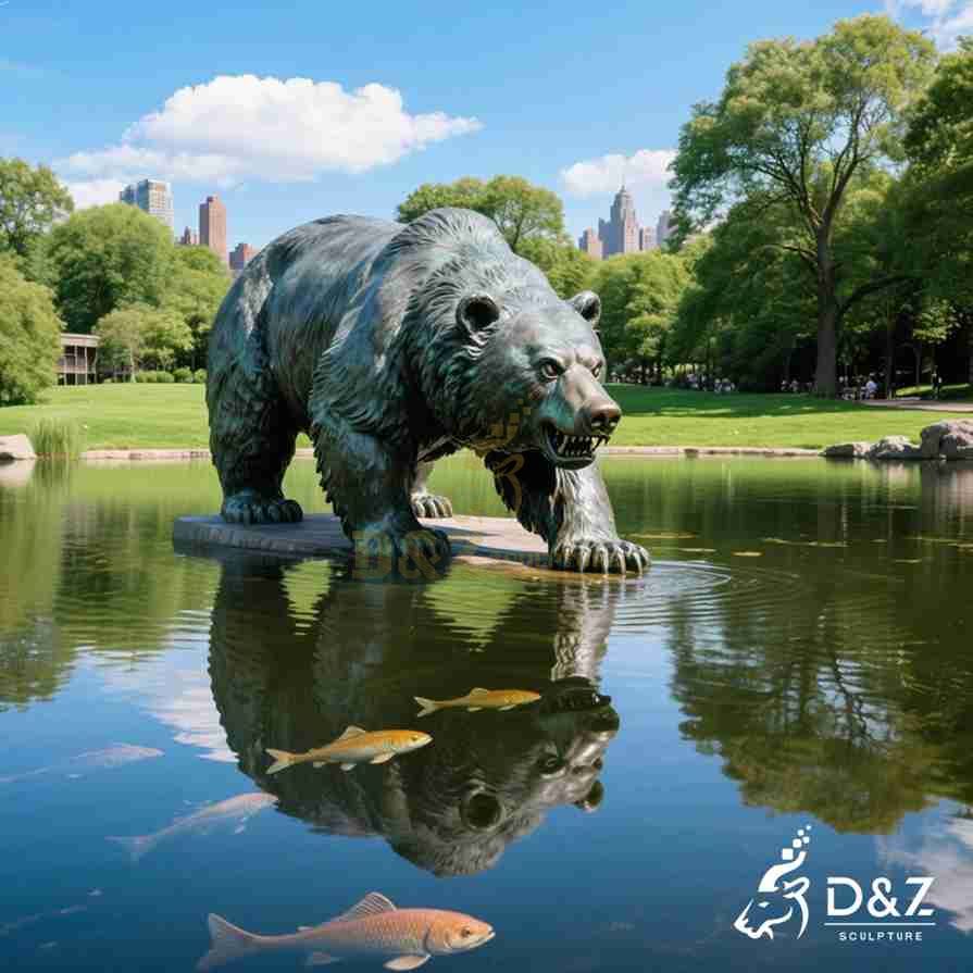 Large Outdoor Bronze Grizzly Bear Statue 5