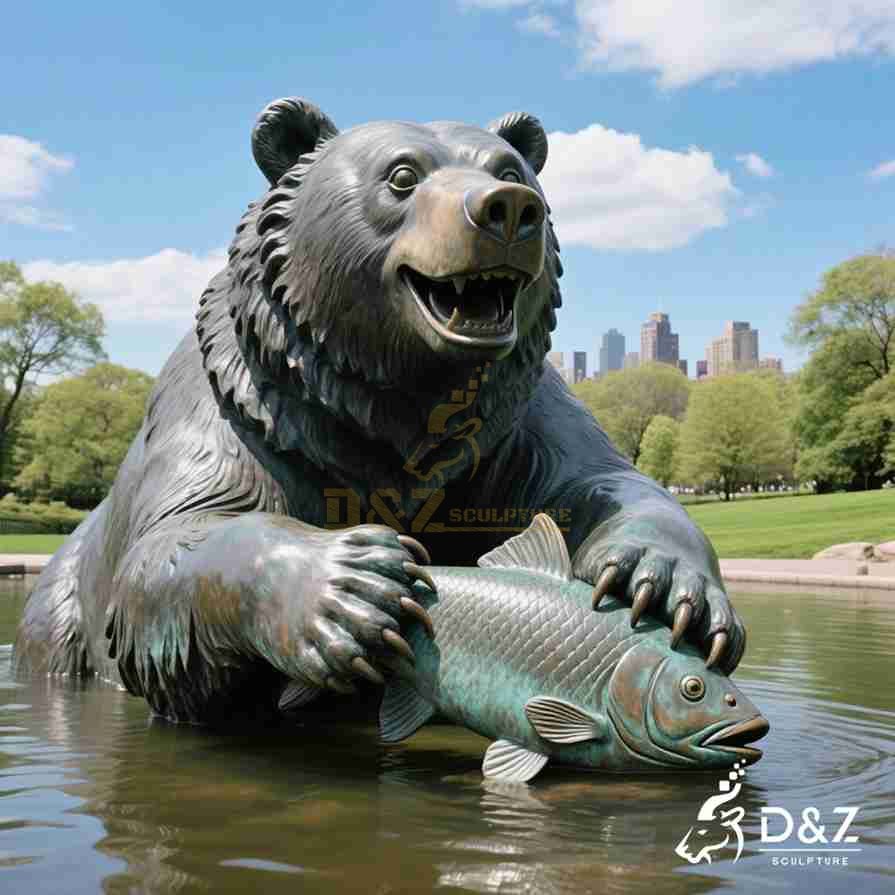 Large Outdoor Bronze Grizzly Bear Statue 6