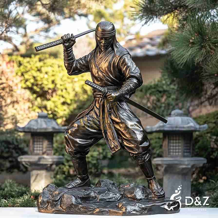 Bronze Japanese Ninja Statue 1