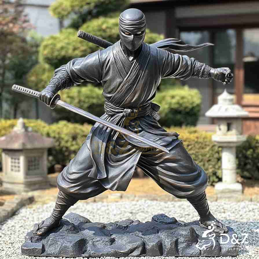 Bronze Japanese Ninja Statue 2