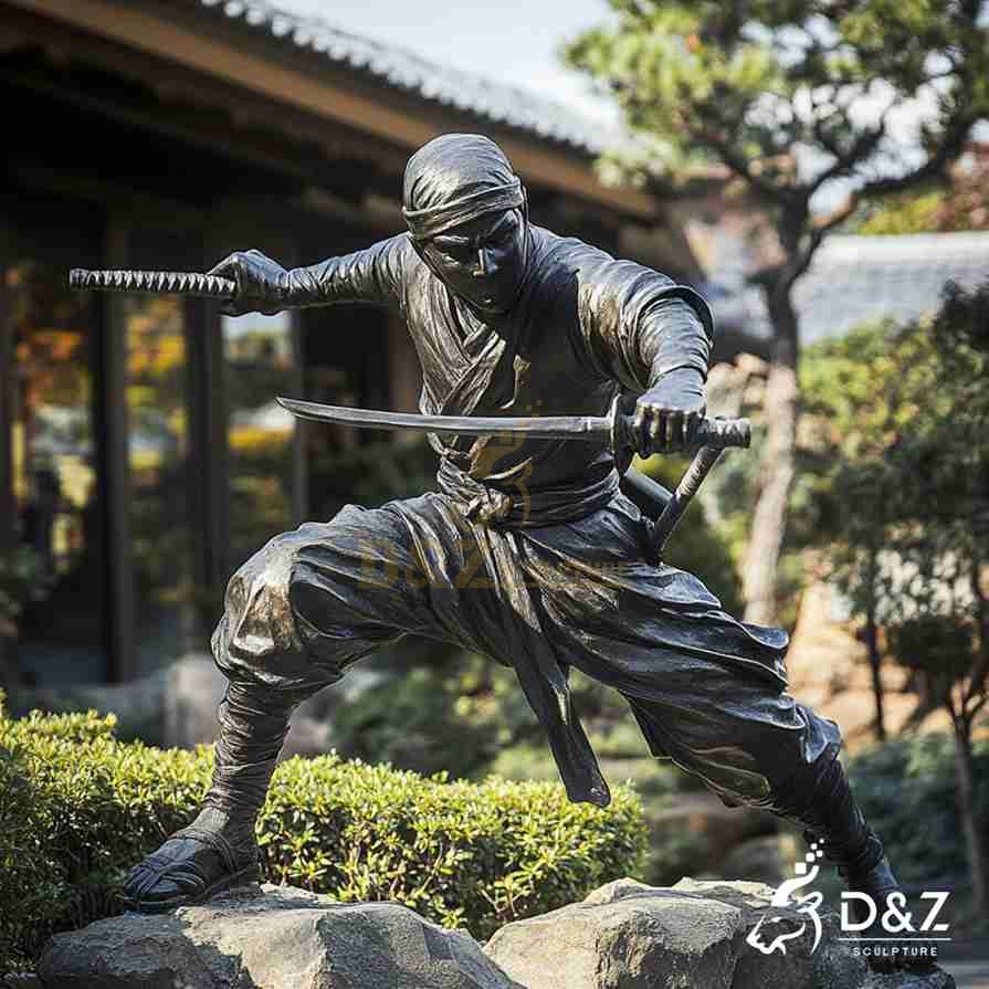 Bronze Japanese Ninja Statue 3