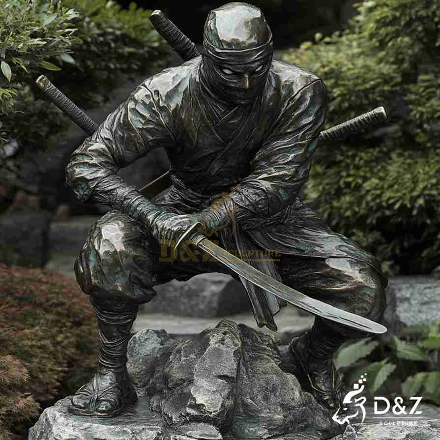 Bronze Japanese Ninja Statue 5