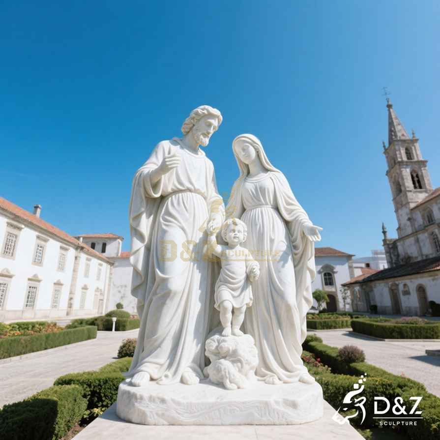 Large Outdoor Modern Holy Family Marble Statue 3