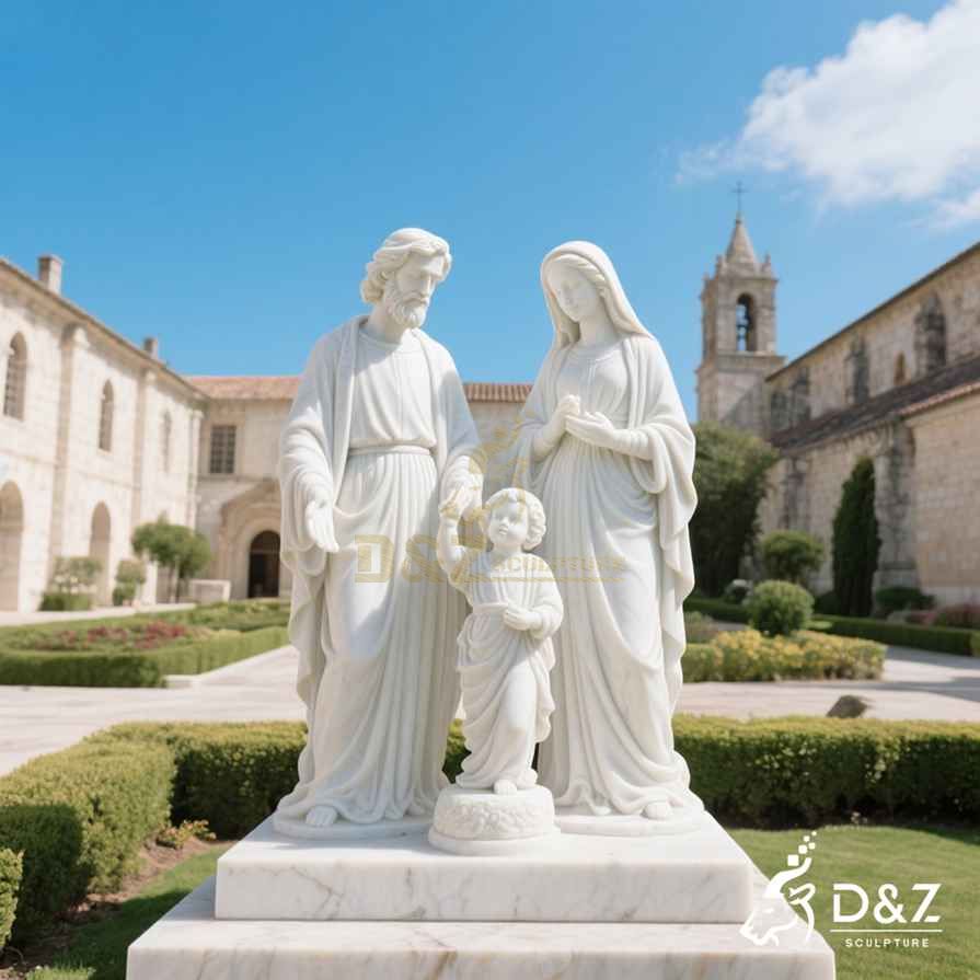 Large Outdoor Modern Holy Family Marble Statue 4