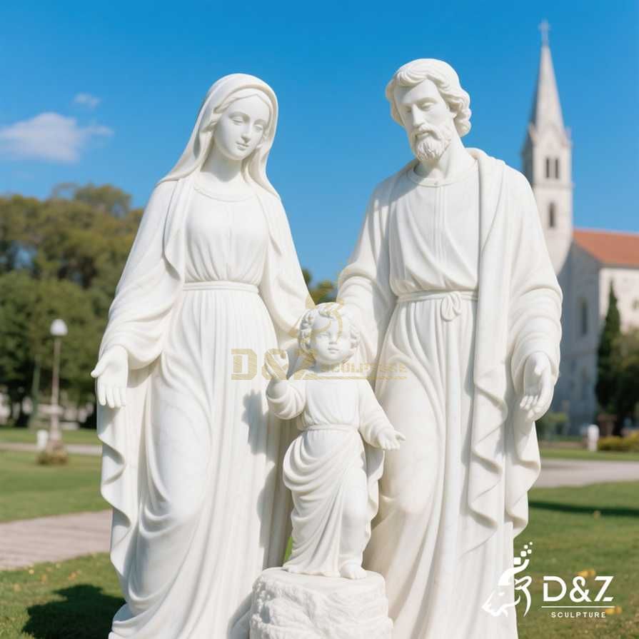 Large Outdoor Modern Holy Family Marble Statue 6
