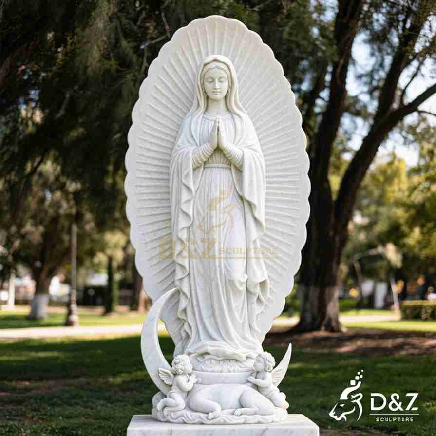Large Outdoor Marble Mary Guadalupe Statue 1