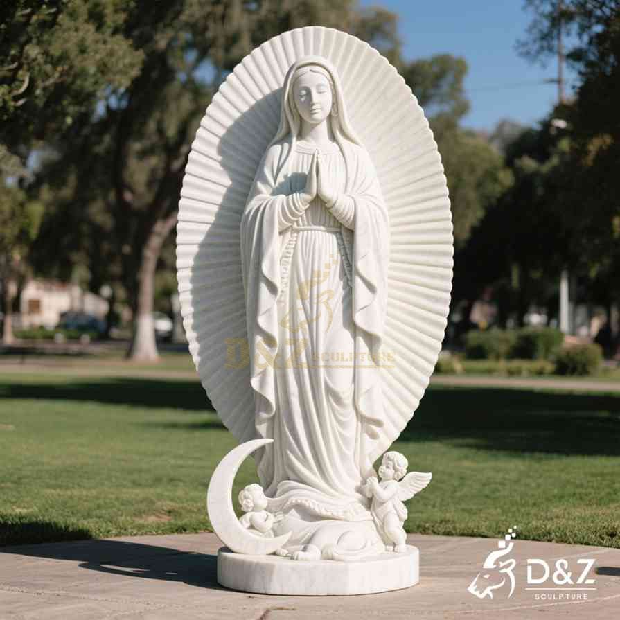 Large Outdoor Marble Mary Guadalupe Statue 2