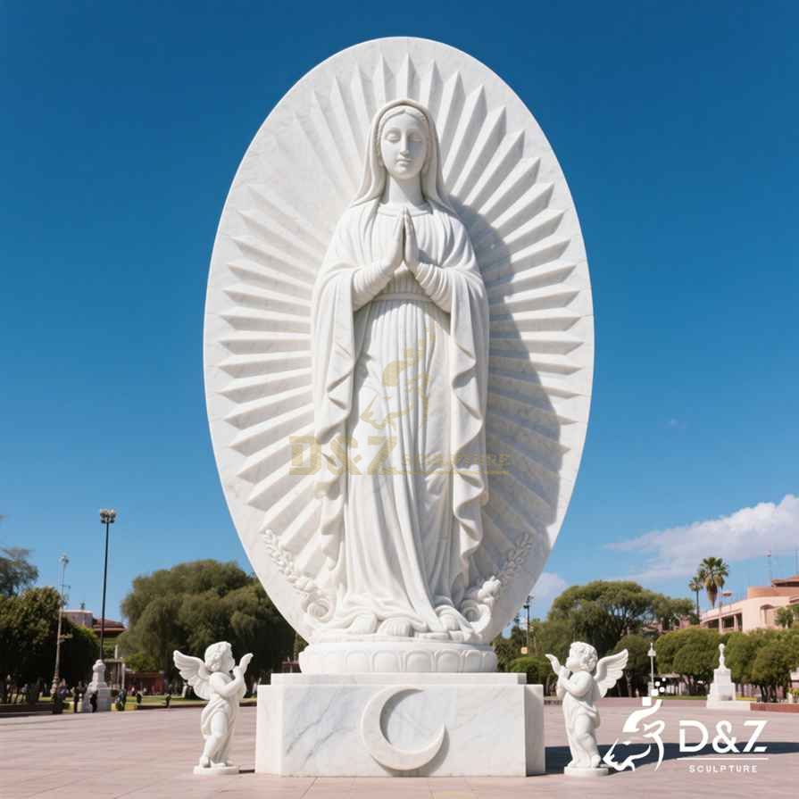 Large Outdoor Marble Mary Guadalupe Statue 3