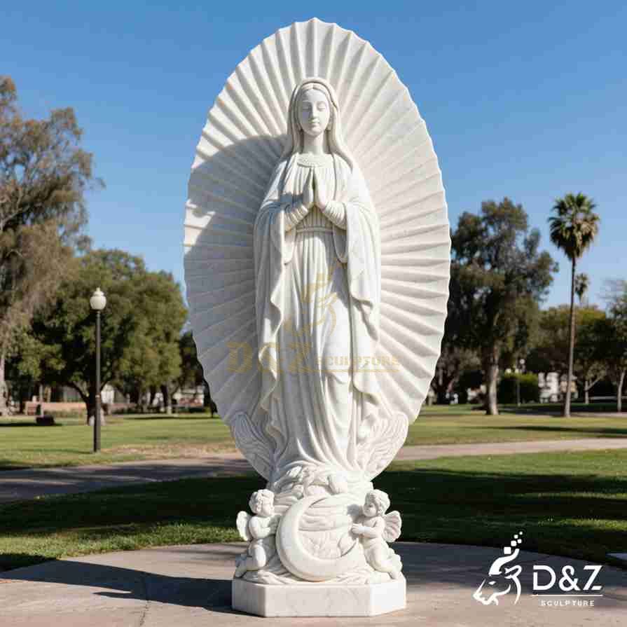 Large Outdoor Marble Mary Guadalupe Statue 4