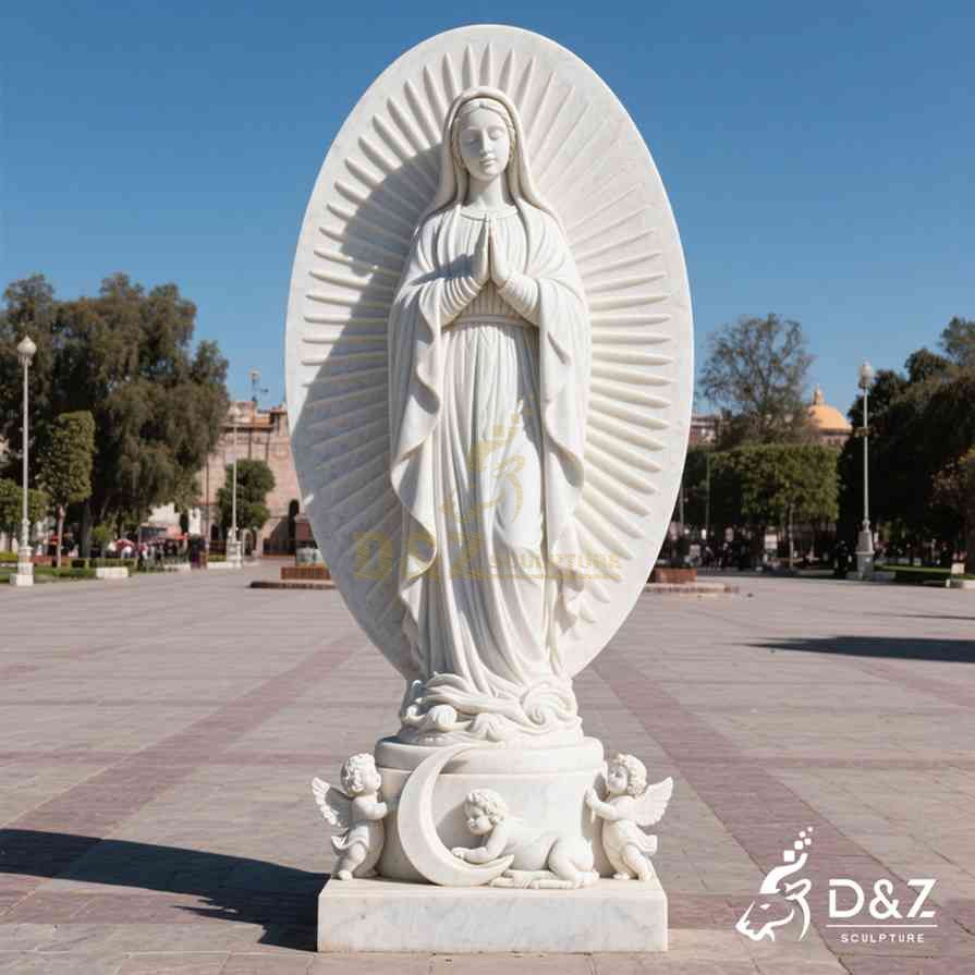 Large Outdoor Marble Mary Guadalupe Statue 5