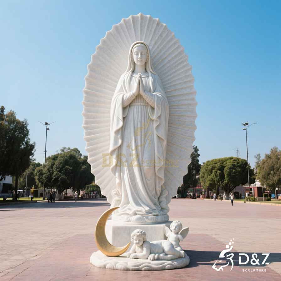 Large Outdoor Marble Mary Guadalupe Statue 6