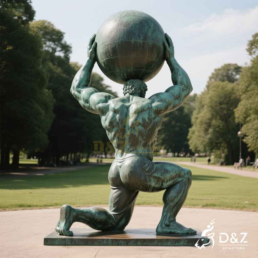 Large Bronze Atlas Statue Holding the World 4
