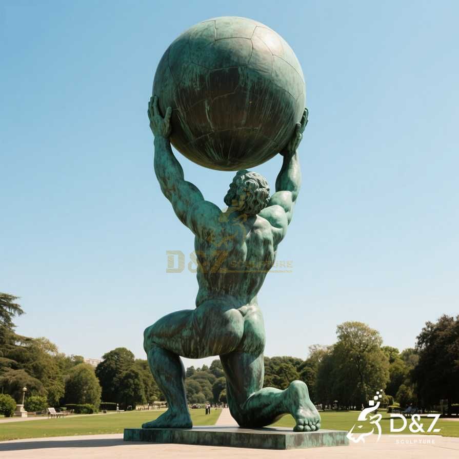 Large Bronze Atlas Statue Holding the World 6