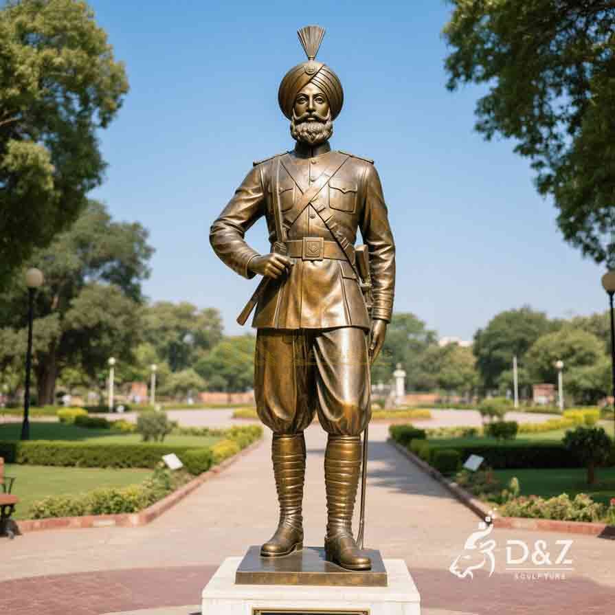 Large Garden Bronze Sikh Soldier Statue for Sale | Soldier Memorial Statue 1