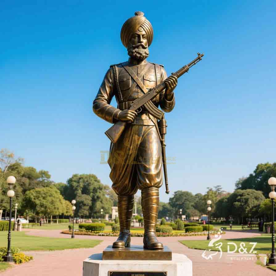 Large Garden Bronze Sikh Soldier Statue for Sale | Soldier Memorial Statue 3