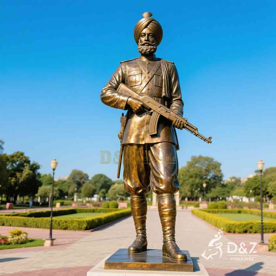 Large Garden Bronze Sikh Soldier Statue for Sale | Soldier Memorial Statue 4