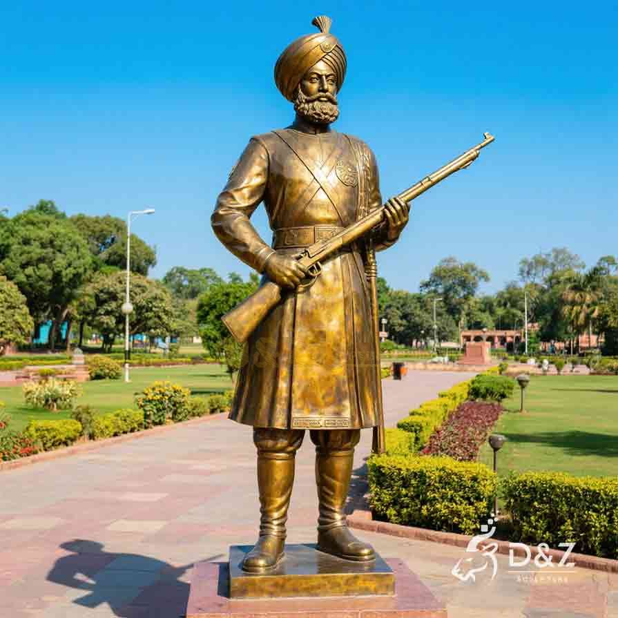 Large Garden Bronze Sikh Soldier Statue for Sale | Soldier Memorial Statue 5