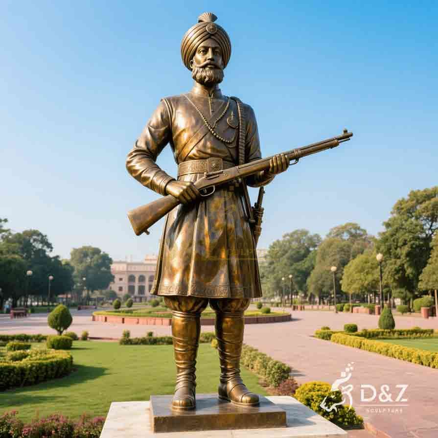 Large Garden Bronze Sikh Soldier Statue for Sale | Soldier Memorial Statue 6