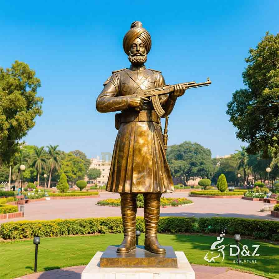 Large Garden Bronze Sikh Soldier Statue for Sale | Soldier Memorial Statue 7