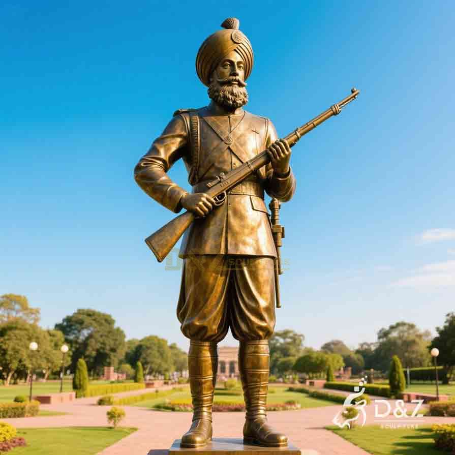 Large Garden Bronze Sikh Soldier Statue for Sale | Soldier Memorial Statue 8