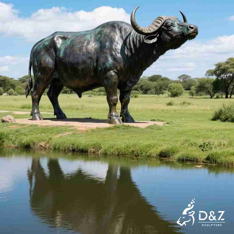 Large Outdoor Bronze Buffalo Statue 3