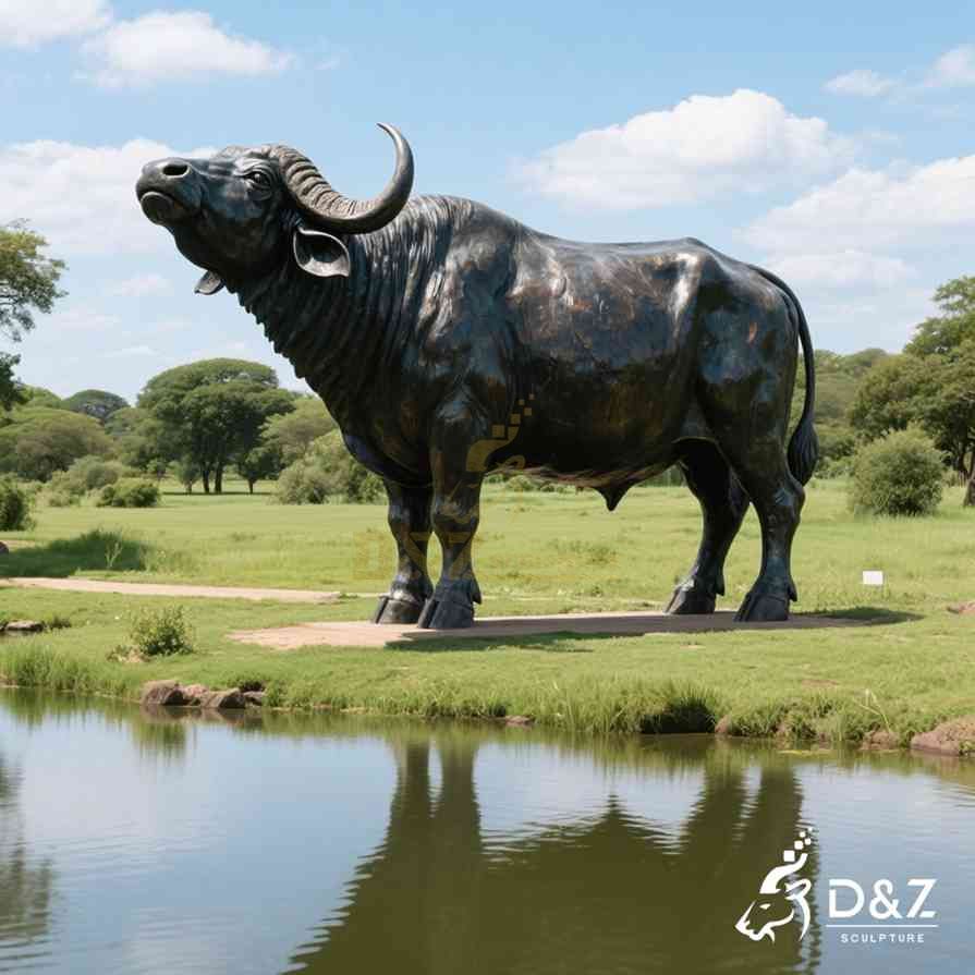 Large Outdoor Bronze Buffalo Statue 5